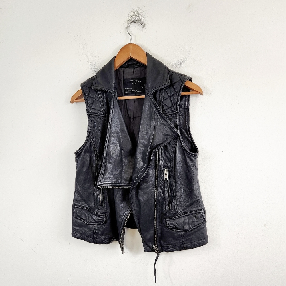 All saints Leather moto vest